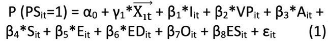 Ecuación 1 para estimar el modelo probit