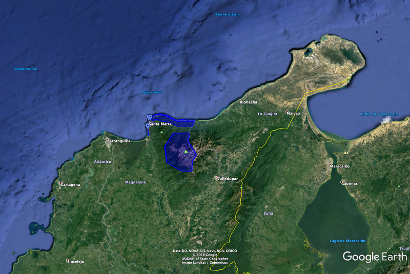 Mapa del norte de Colombia